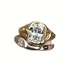 Vintage Two-Tone Square Stone Ring Set