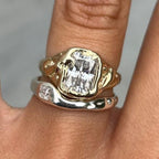 Vintage Two-Tone Square Stone Ring Set