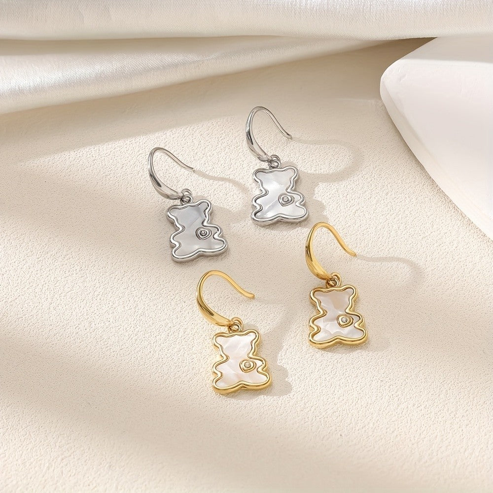 Cute Bear Imitation Jade Drop Earrings