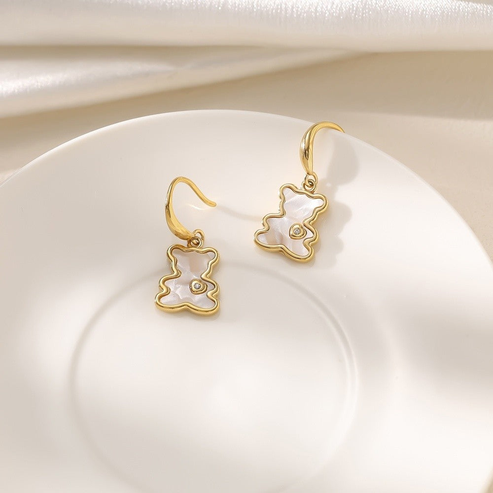 Cute Bear Imitation Jade Drop Earrings