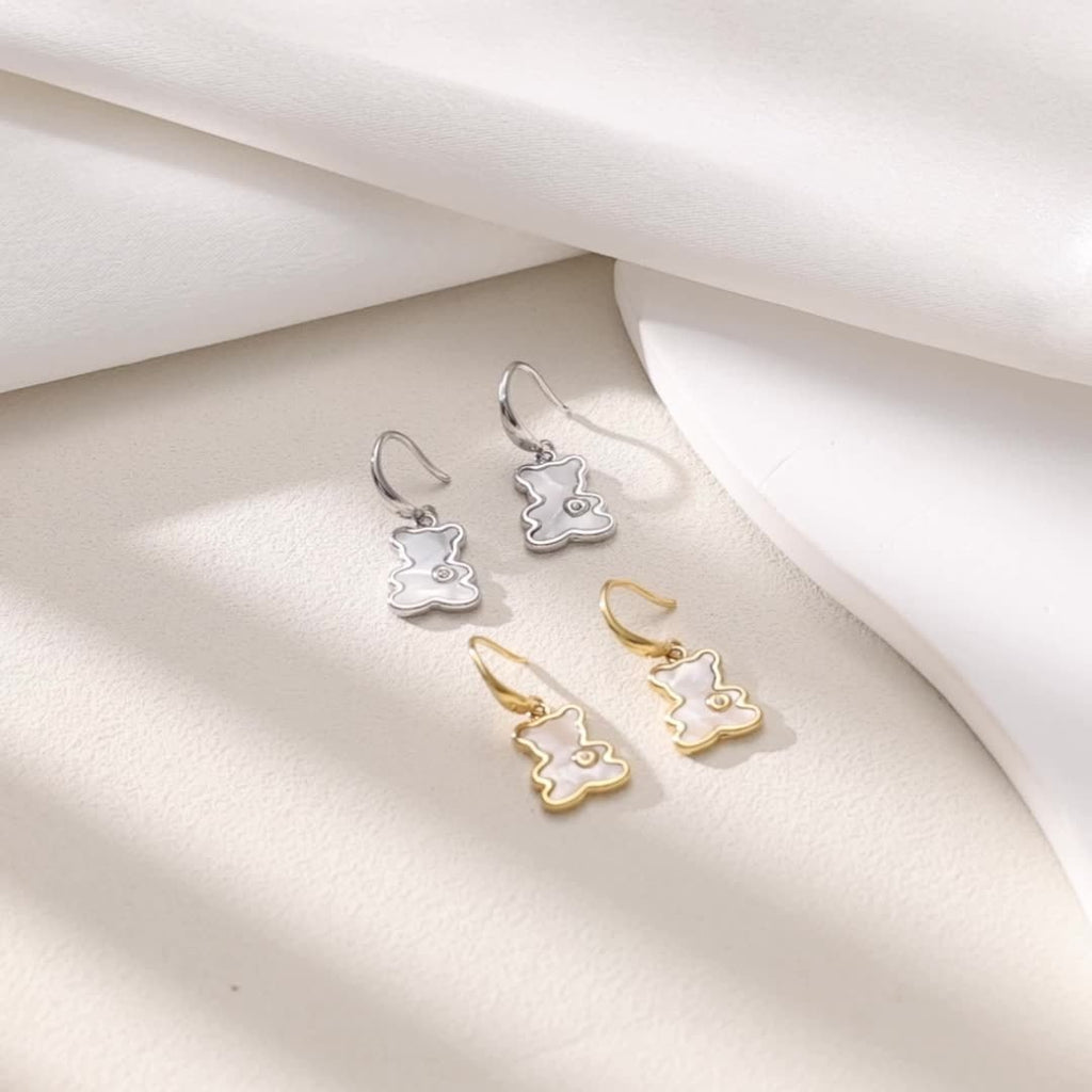Cute Bear Imitation Jade Drop Earrings