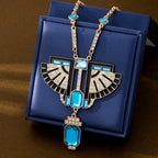 Vintage Geometric Blue Stone Necklace