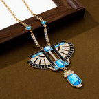Vintage Geometric Blue Stone Necklace
