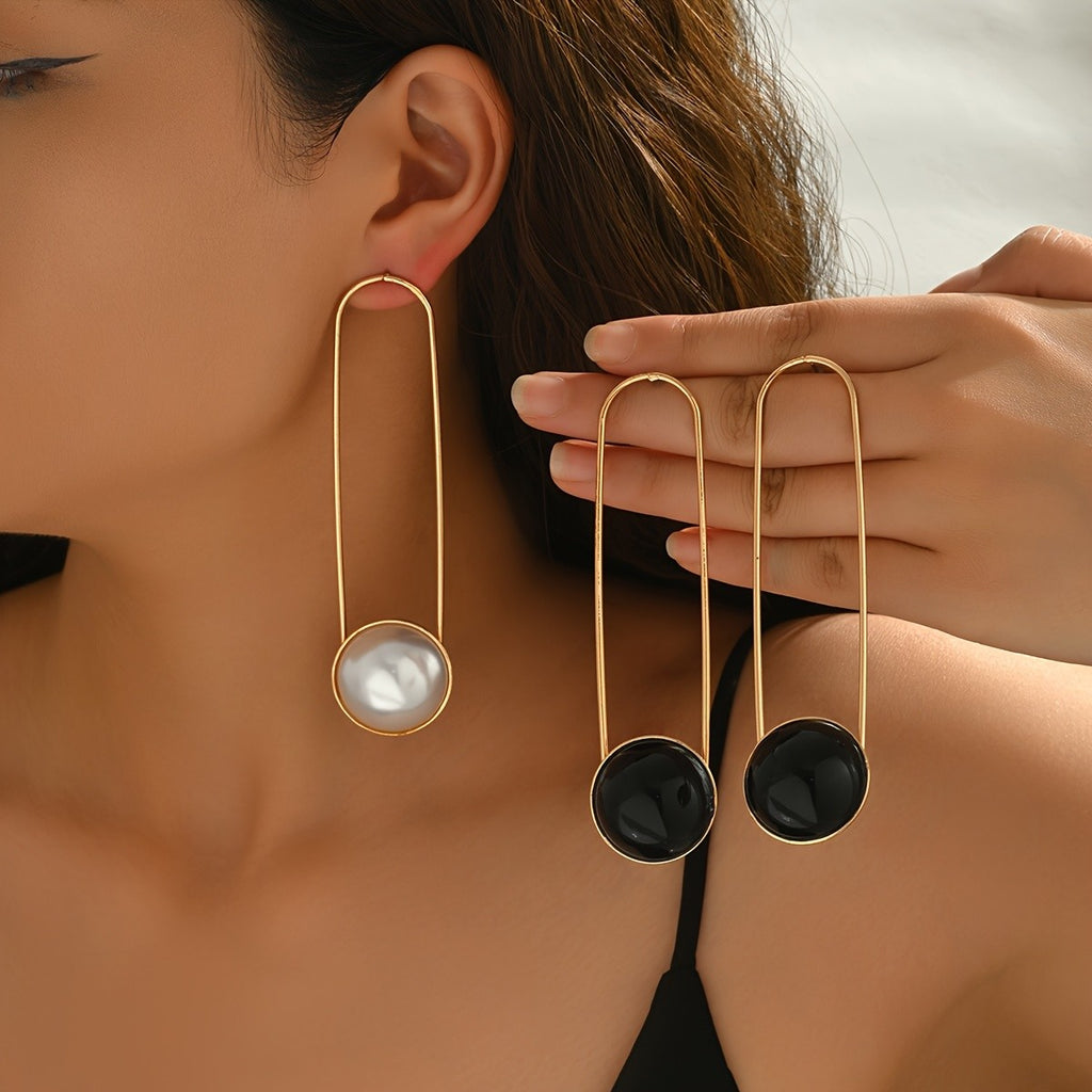 Geometric Oval Drop Earrings