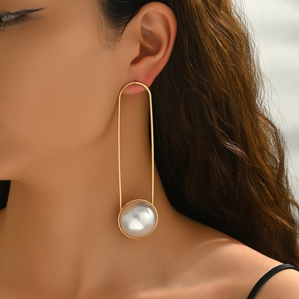 Geometric Oval Drop Earrings