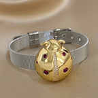 Vintage Rhinestone Beetle Bracelet