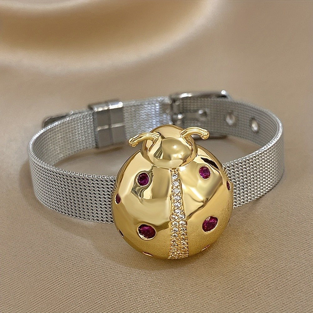 Vintage Rhinestone Beetle Bracelet