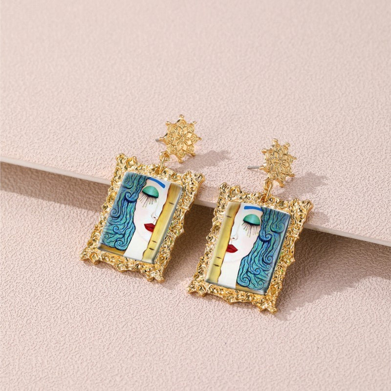Vintage Portrait Frame Drop Earrings