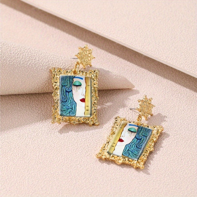 Vintage Portrait Frame Drop Earrings