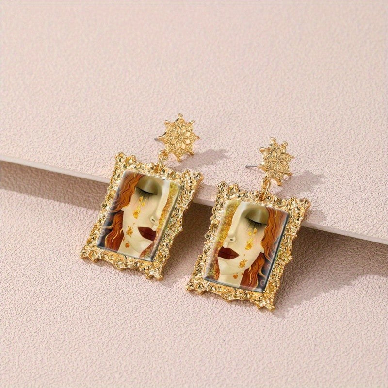 Vintage Portrait Frame Drop Earrings