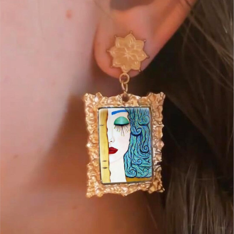Vintage Portrait Frame Drop Earrings