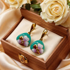 Vintage Teal Enamel Flower Drop Earrings