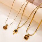 18k Tiger's Eye Layered Necklace Set
