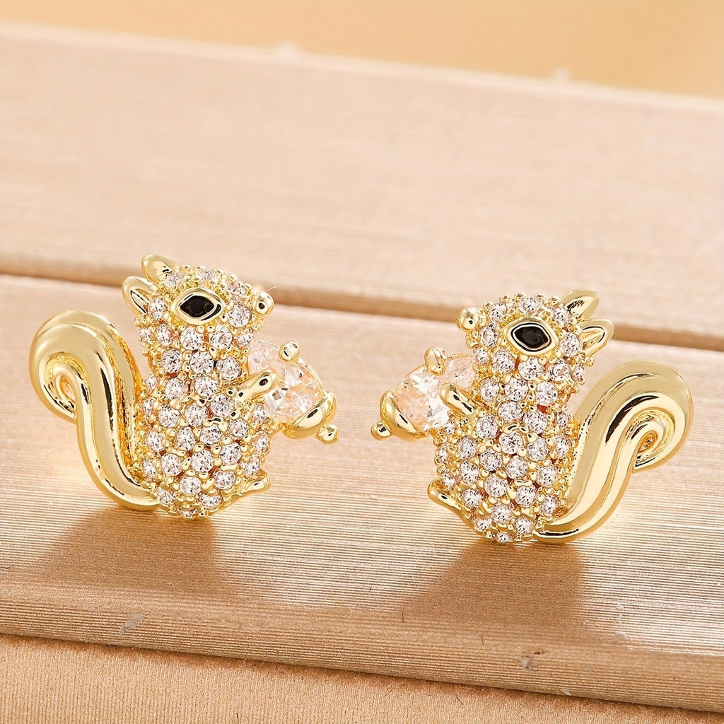 18k Zircon Squirrel Stud Earrings