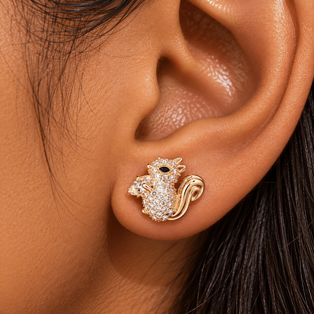 18k Zircon Squirrel Stud Earrings