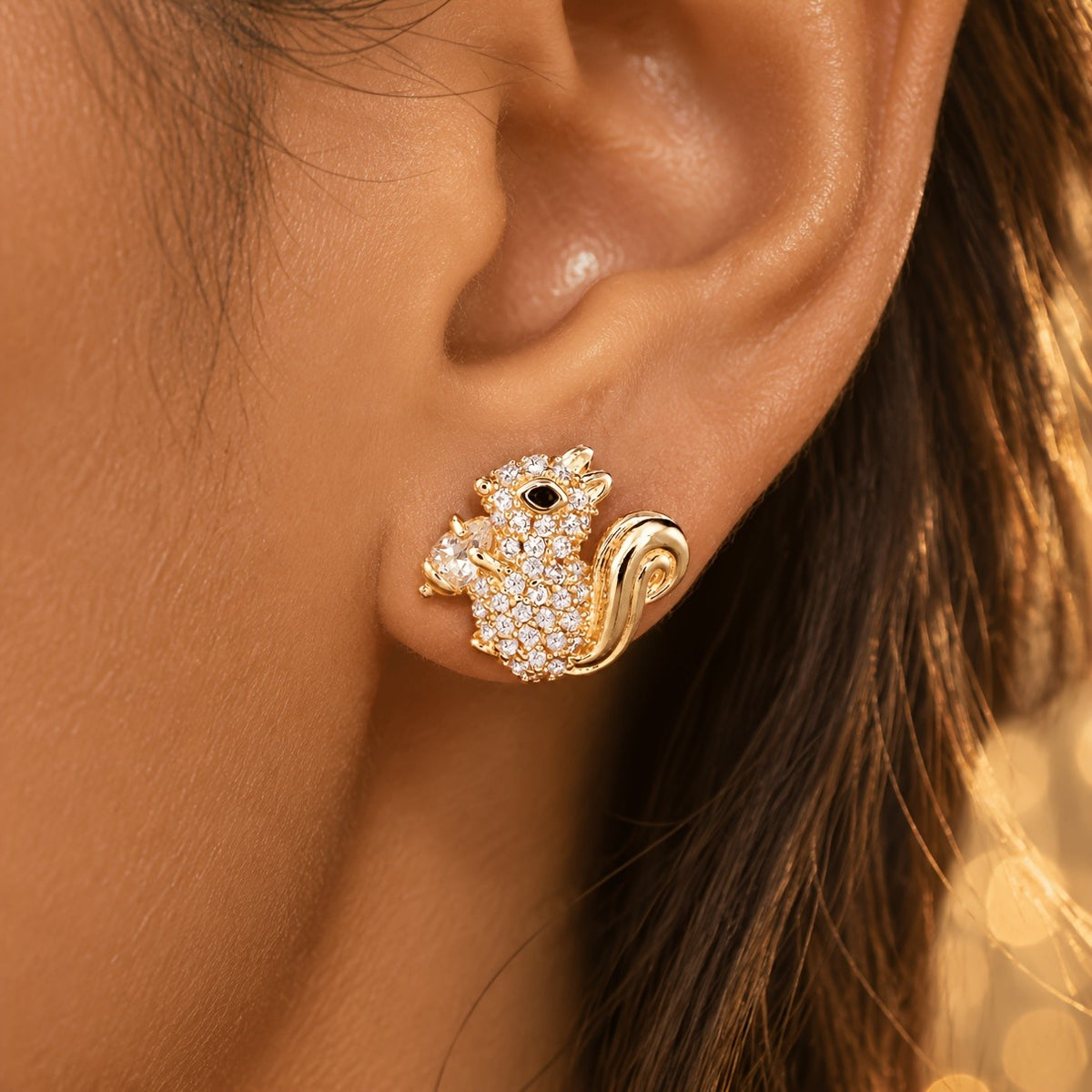 18k Zircon Squirrel Stud Earrings