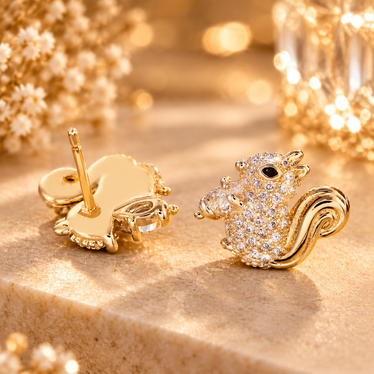 18k Zircon Squirrel Stud Earrings