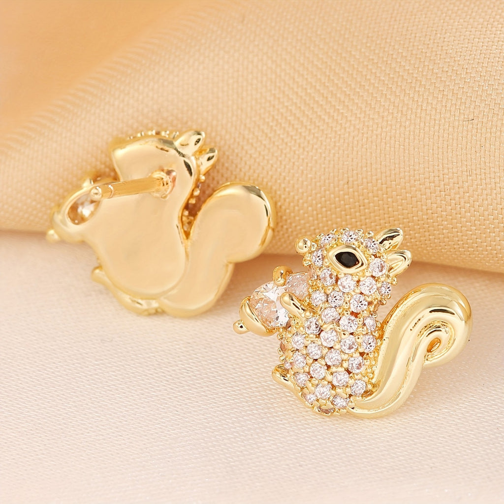 18k Zircon Squirrel Stud Earrings