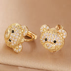 18k Bear Zircon Stud Earrings