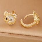 18k Bear Zircon Stud Earrings