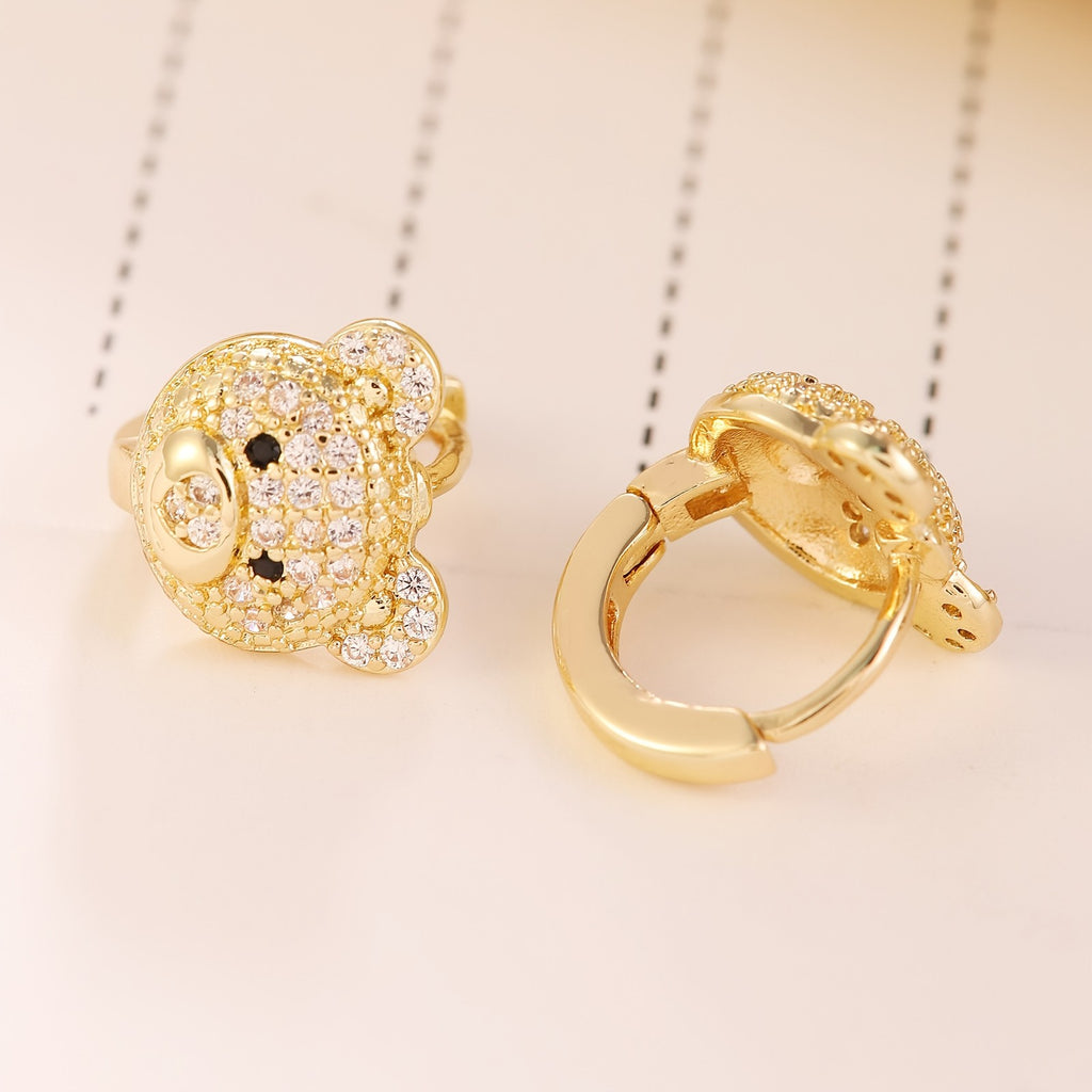 18k Bear Zircon Stud Earrings