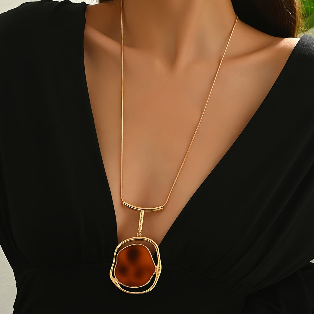 Long Irregular Stone Pendant Necklace