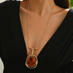 Long Irregular Stone Pendant Necklace