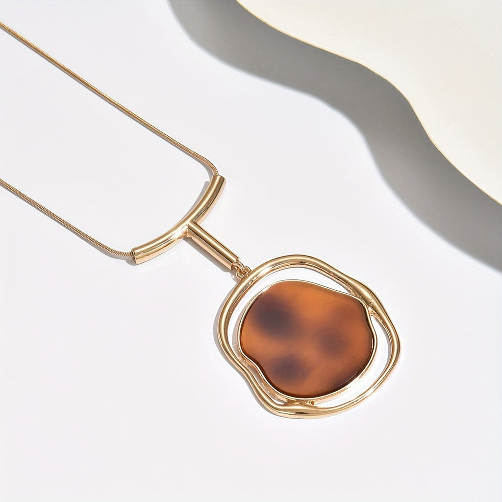Long Irregular Stone Pendant Necklace
