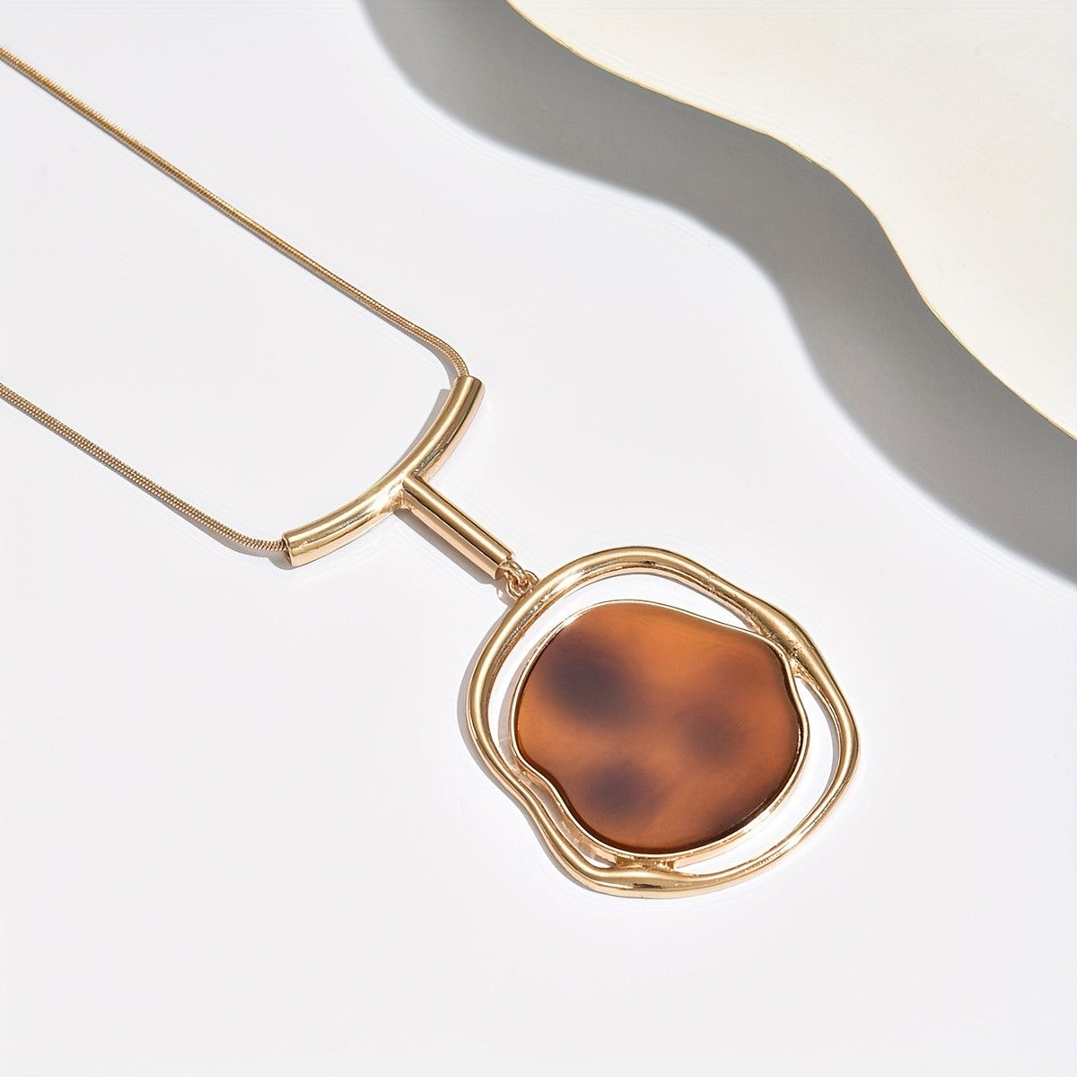 Long Irregular Stone Pendant Necklace