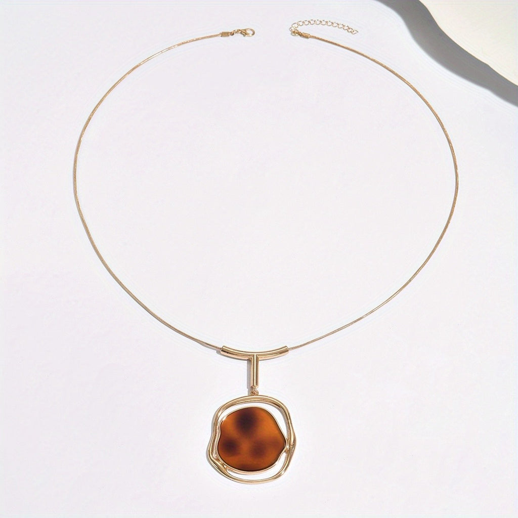 Long Irregular Stone Pendant Necklace