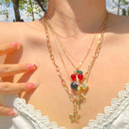 Vintage Cherry & Star Charm Necklace