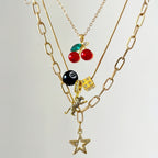 Vintage Cherry & Star Charm Necklace