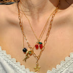 Vintage Cherry & Star Charm Necklace