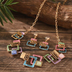 Bohemian Geometric Resin Necklace and Earring Set
