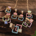 Bohemian Geometric Resin Necklace and Earring Set