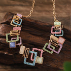 Bohemian Geometric Resin Necklace and Earring Set