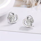 Heart Paw Print Stone Earrings
