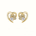 Heart Paw Print Stone Earrings
