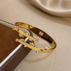 18k Asymmetric Marquise Stone Open Cuff Bracelet