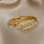 18k Asymmetric Marquise Stone Open Cuff Bracelet
