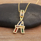 18k Rainbow Letter Pendant Necklace