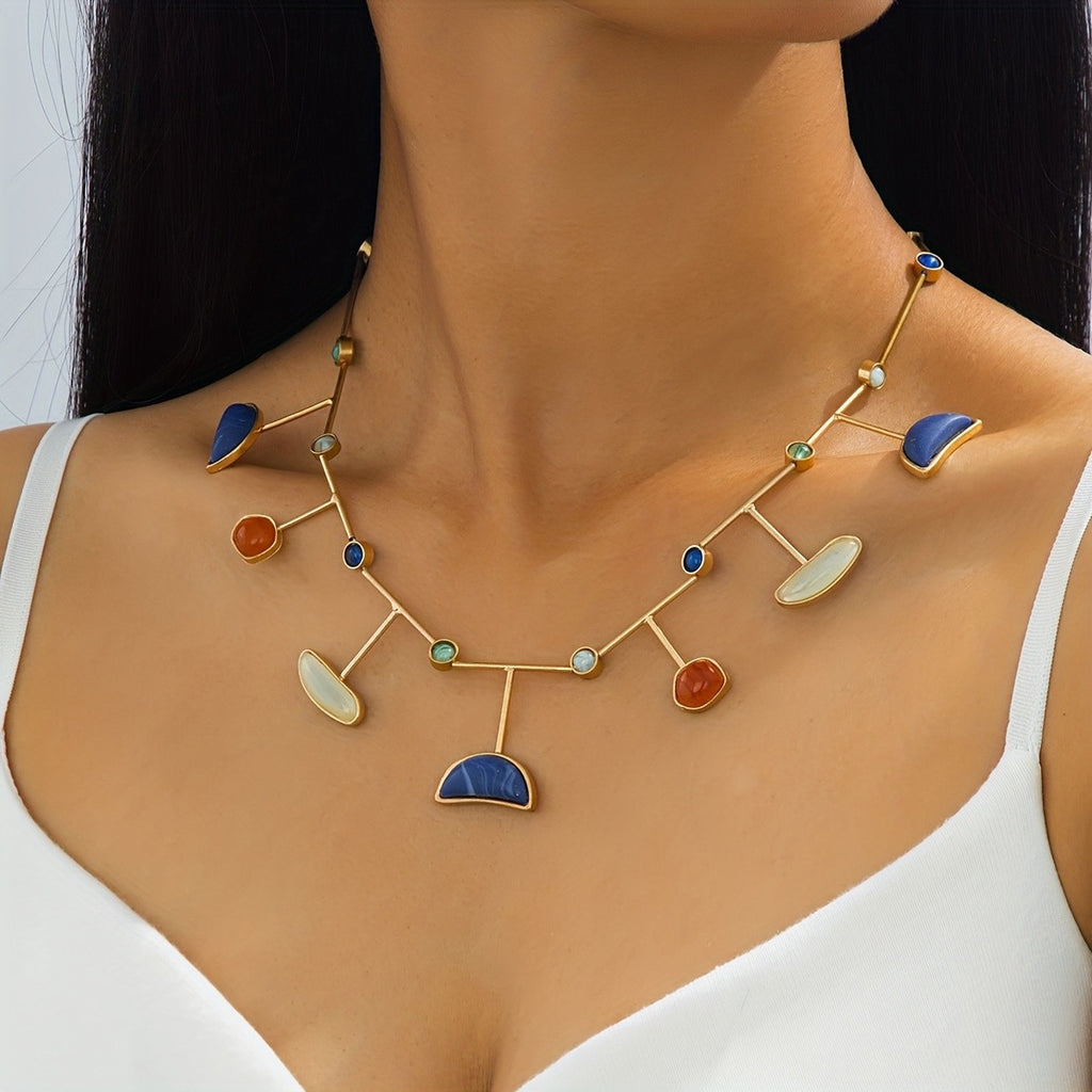 Asymmetric Geometric Stone Necklace