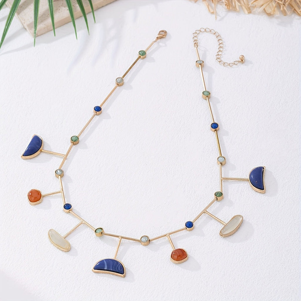 Asymmetric Geometric Stone Necklace