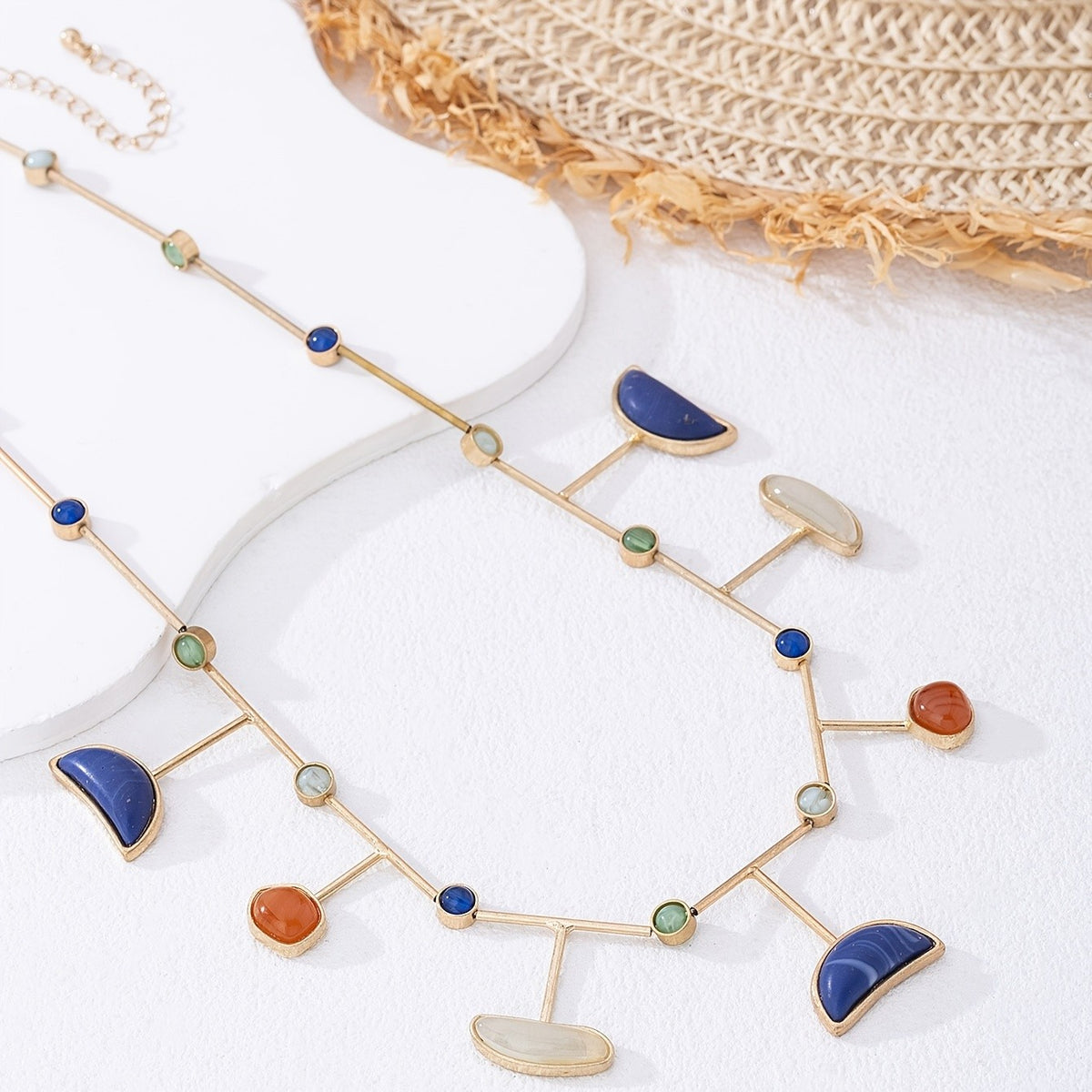 Asymmetric Geometric Stone Necklace