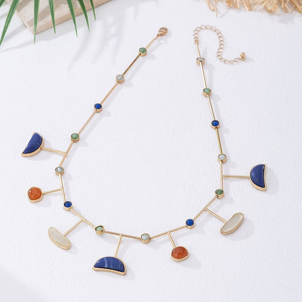 Asymmetric Geometric Stone Necklace