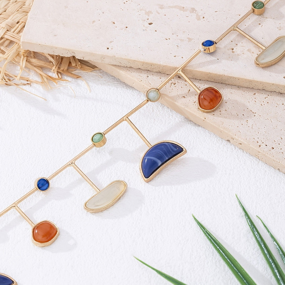 Asymmetric Geometric Stone Necklace