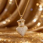 Crown Heart Stone Necklace