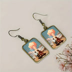 Retro Mosaic Square Drop Earrings