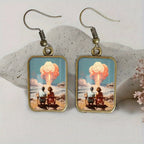 Retro Mosaic Square Drop Earrings