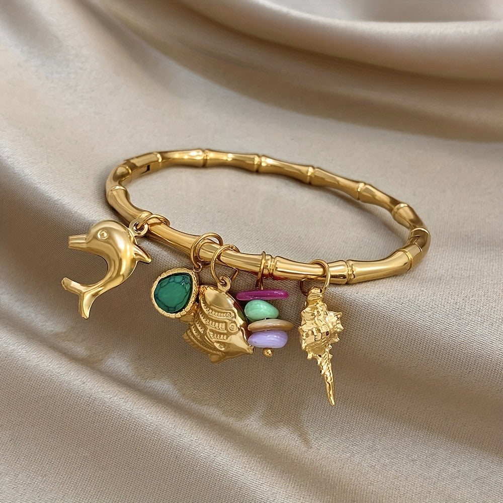 18k Bamboo Charm Bracelet